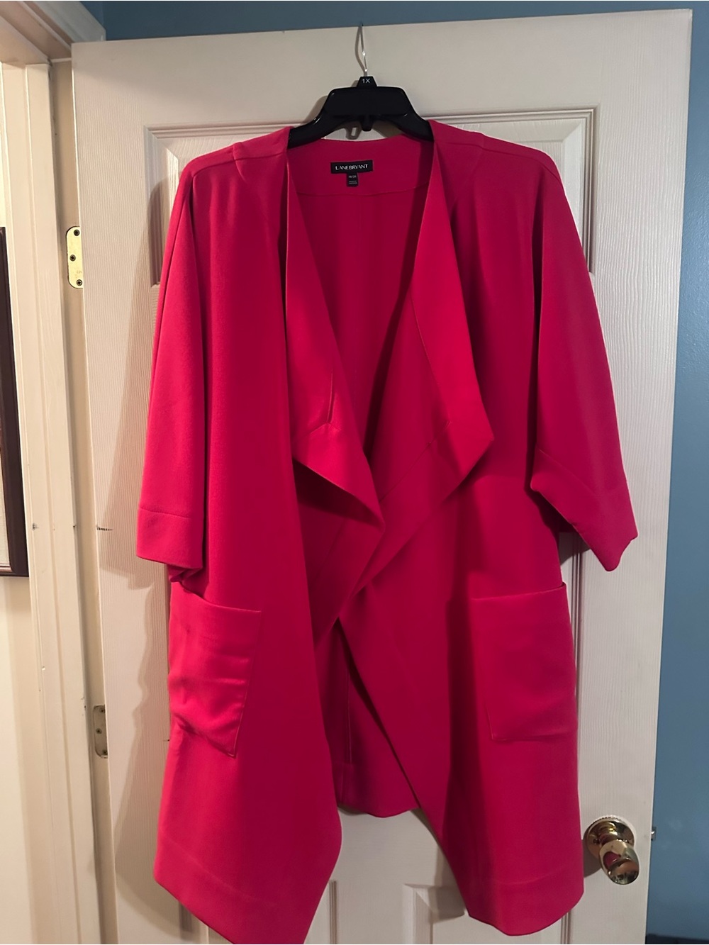 Lane Bryant Red Open-Front Draped Cape Jacket